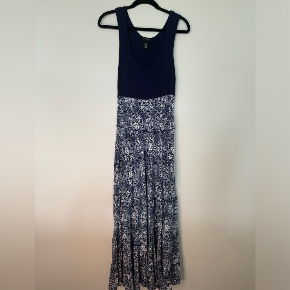 Karen Kane Santorini Topanga Tiered Sleeveless Floral Maxi Dress sz S